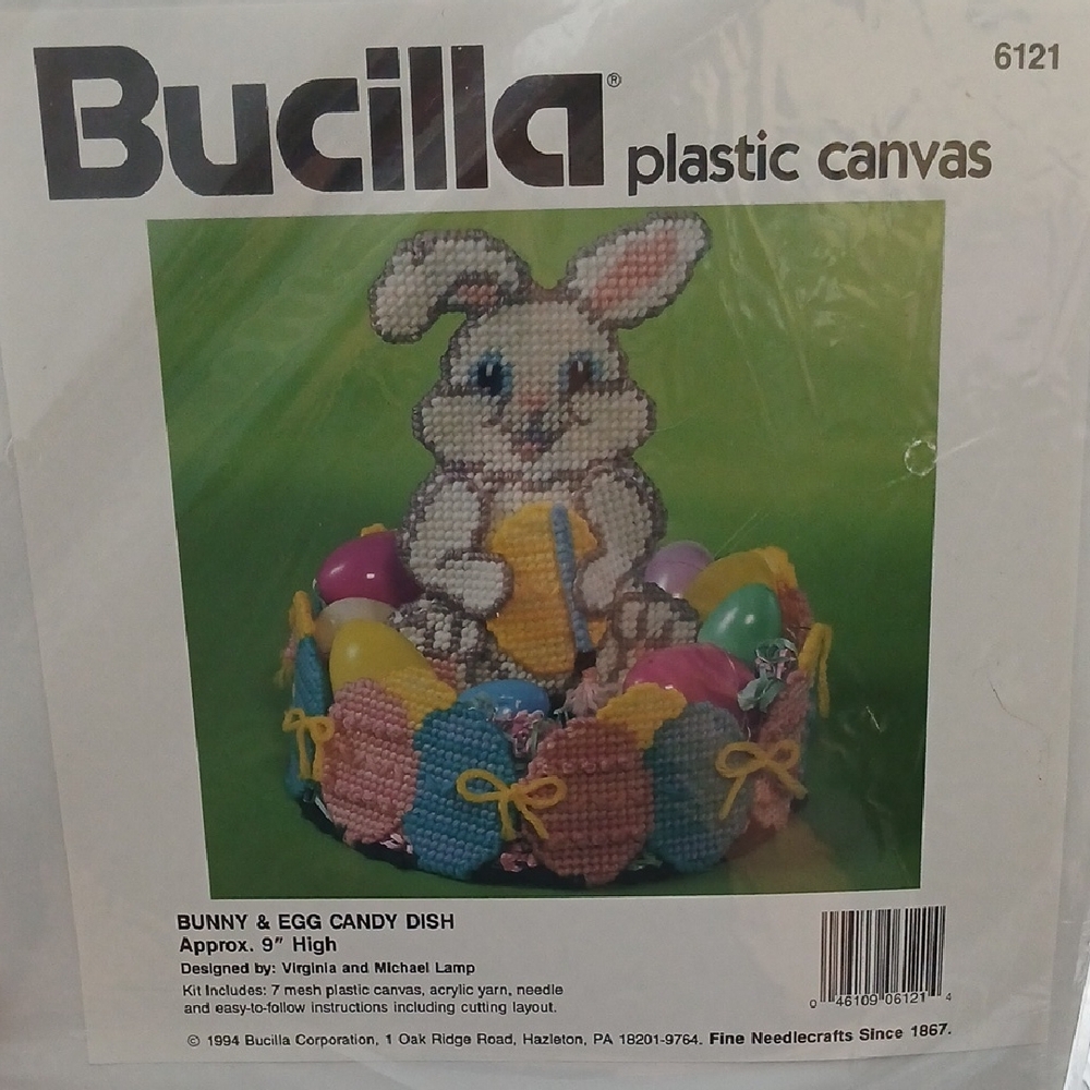 Bucilla Plastic Canvas Bunny Egg Candy Dish Kit Easter 6121 Craft Hobby Holiday